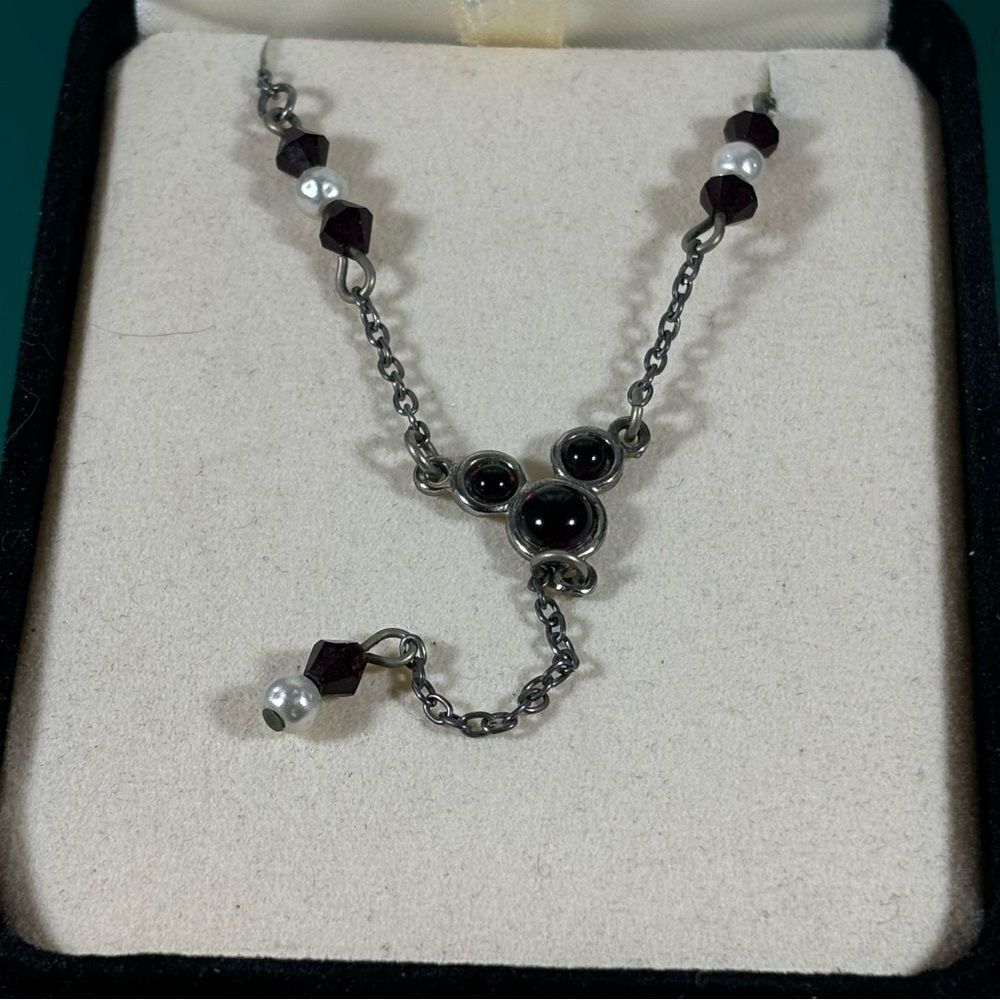 Disney‎ Silver Tone Mickey Mouse Necklace Rosary Bead Style 17”